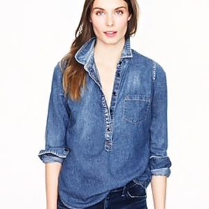 j crew women’s chambray popover shirt size 4